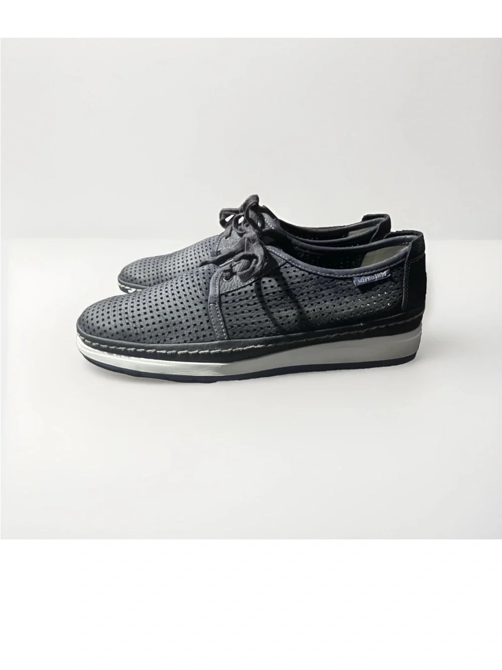 Mephisto Men's Perforated Lace-Up Sneaker - navy blue